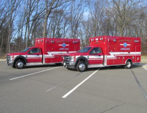 Twin 2023 PL Custom Ambulance on a Ford F-550 Chassis